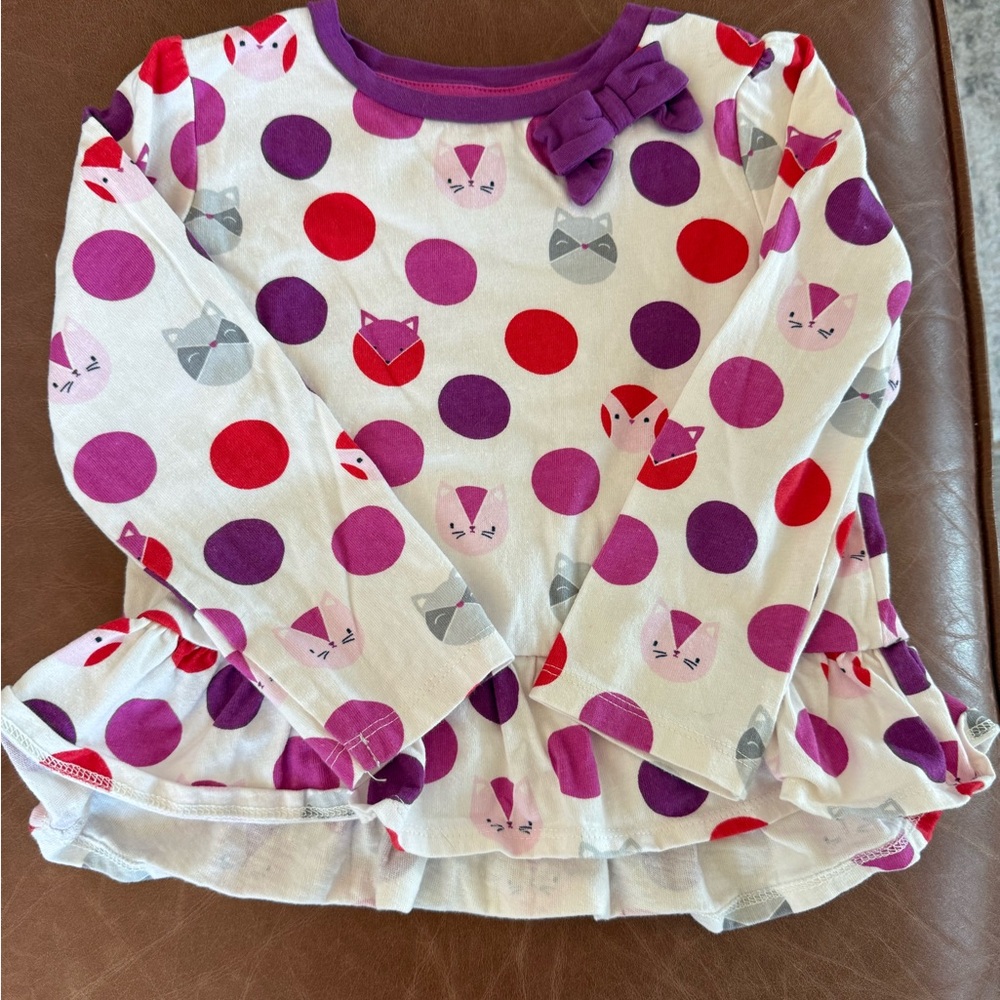 Gymboree Fox & Polka Dot Peplum Top | Toddler Girls 3T